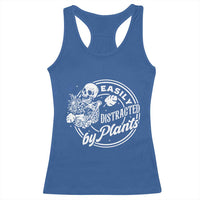 Easily Distracted By Plants Skeleton Racerback Tank Top Funny Gardener Plant Lover - Wonder Print Shop
