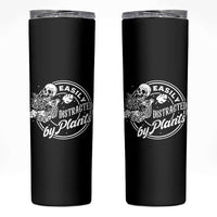 Easily Distracted By Plants Skeleton Skinny Tumbler Funny Gardener Plant Lover - Wonder Print Shop