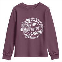 Easily Distracted By Plants Skeleton Youth Sweatshirt Funny Gardener Plant Lover - Wonder Print Shop