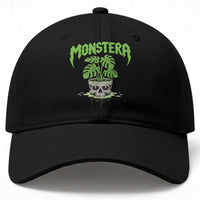 Monstera Lover Houseplant Gift Baseball Cap Skull Plant Pot Graphic