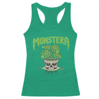 Monstera Lover Houseplant Gift Racerback Tank Top Skull Plant Pot Graphic - Wonder Print Shop