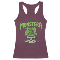 Monstera Lover Houseplant Gift Racerback Tank Top Skull Plant Pot Graphic - Wonder Print Shop