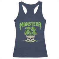 Monstera Lover Houseplant Gift Racerback Tank Top Skull Plant Pot Graphic - Wonder Print Shop