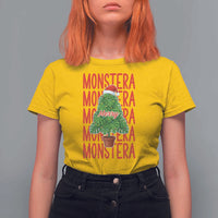 Merry Monstera T Shirt For Women Plant Lover Christmas Gift - Wonder Print Shop