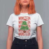 Merry Monstera T Shirt For Women Plant Lover Christmas Gift - Wonder Print Shop