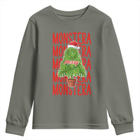 Merry Monstera Youth Sweatshirt Plant Lover Christmas Gift - Wonder Print Shop