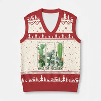 Funny Cactus Plant Lover V-Neck Knit Sweater Vest What The Fucculent - Wonder Print Shop