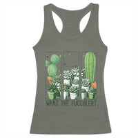 Funny Cactus Plant Lover Racerback Tank Top What The Fucculent - Wonder Print Shop