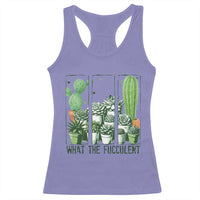 Funny Cactus Plant Lover Racerback Tank Top What The Fucculent - Wonder Print Shop