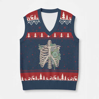 Succulent Body Skeleton V-Neck Knit Sweater Vest Creepy Plant Lover Gift - Wonder Print Shop