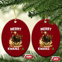 Funny Black Santa Cowboy Ceramic Ornament Merry Kwanzaa Cultural Pride Gift - Wonder Print Shop