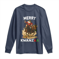 Funny Black Santa Cowboy Long Sleeve Shirt Merry Kwanzaa Cultural Pride Gift - Wonder Print Shop