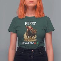 Funny Black Santa Cowboy T Shirt For Women Merry Kwanzaa Cultural Pride Gift - Wonder Print Shop