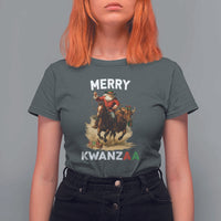 Funny Black Santa Cowboy T Shirt For Women Merry Kwanzaa Cultural Pride Gift - Wonder Print Shop