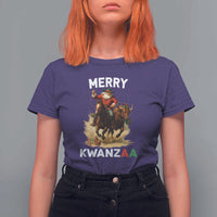 Funny Black Santa Cowboy T Shirt For Women Merry Kwanzaa Cultural Pride Gift - Wonder Print Shop