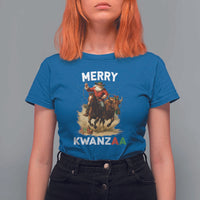 Funny Black Santa Cowboy T Shirt For Women Merry Kwanzaa Cultural Pride Gift - Wonder Print Shop