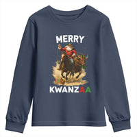 Funny Black Santa Cowboy Youth Sweatshirt Merry Kwanzaa Cultural Pride Gift - Wonder Print Shop