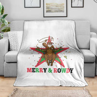 Merry And Rowdy Kwanzaa Santa Cowboy Christmas Gift Throw Blanket - Wonder Print Shop