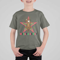 Merry And Rowdy Kwanzaa Santa Cowboy Christmas Gift T Shirt For Kid - Wonder Print Shop