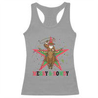 Merry And Rowdy Kwanzaa Santa Cowboy Christmas Gift Racerback Tank Top - Wonder Print Shop