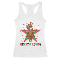 Merry And Rowdy Kwanzaa Santa Cowboy Christmas Gift Racerback Tank Top - Wonder Print Shop