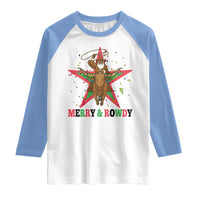 Merry And Rowdy Kwanzaa Santa Cowboy Christmas Gift Raglan Shirt - Wonder Print Shop