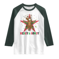 Merry And Rowdy Kwanzaa Santa Cowboy Christmas Gift Raglan Shirt - Wonder Print Shop
