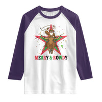 Merry And Rowdy Kwanzaa Santa Cowboy Christmas Gift Raglan Shirt - Wonder Print Shop