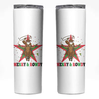 Merry And Rowdy Kwanzaa Santa Cowboy Christmas Gift Skinny Tumbler - Wonder Print Shop