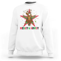 Merry And Rowdy Kwanzaa Santa Cowboy Christmas Gift Sweatshirt - Wonder Print Shop