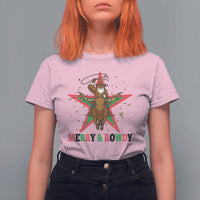 Merry And Rowdy Kwanzaa Santa Cowboy Christmas Gift T Shirt For Women - Wonder Print Shop
