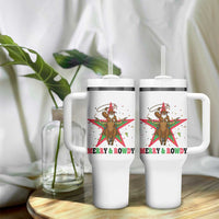 Merry And Rowdy Kwanzaa Santa Cowboy Christmas Gift Tumbler With Handle - Wonder Print Shop