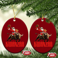 Happy Kwanzaa Ceramic Ornament Rodeo Black Santa African American Holiday Gift - Wonder Print Shop