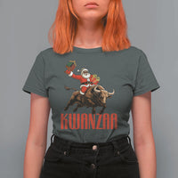 Happy Kwanzaa T Shirt For Women Rodeo Black Santa African American Holiday Gift - Wonder Print Shop