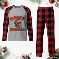Merry Kwanzaa Cowboy Black Santa Plaid Pajama Set African American Christmas Gift - Wonder Print Shop
