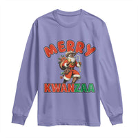 Merry Kwanzaa Cowboy Black Santa Long Sleeve Shirt African American Christmas Gift - Wonder Print Shop