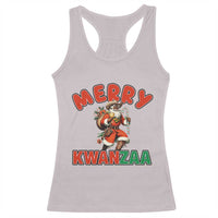 Merry Kwanzaa Cowboy Black Santa Racerback Tank Top African American Christmas Gift - Wonder Print Shop