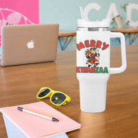 Merry Kwanzaa Cowboy Black Santa Tumbler With Handle African American Christmas Gift - Wonder Print Shop