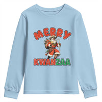 Merry Kwanzaa Cowboy Black Santa Youth Sweatshirt African American Christmas Gift - Wonder Print Shop