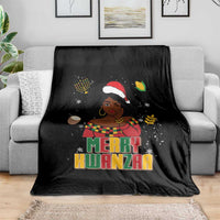Merry Kwanzaa African American Girl Santa Hat Throw Blanket Christmas Gift - Wonder Print Shop