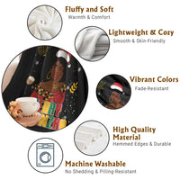 Merry Kwanzaa African American Girl Santa Hat Throw Blanket Christmas Gift - Wonder Print Shop