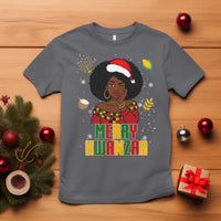 Merry Kwanzaa African American Girl Santa Hat T Shirt Christmas Gift - Wonder Print Shop