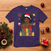 Merry Kwanzaa African American Girl Santa Hat T Shirt Christmas Gift - Wonder Print Shop