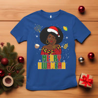 Merry Kwanzaa African American Girl Santa Hat T Shirt Christmas Gift - Wonder Print Shop