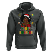 Merry Kwanzaa African American Girl Santa Hat Hoodie Christmas Gift - Wonder Print Shop