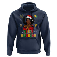 Merry Kwanzaa African American Girl Santa Hat Hoodie Christmas Gift - Wonder Print Shop