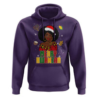 Merry Kwanzaa African American Girl Santa Hat Hoodie Christmas Gift - Wonder Print Shop