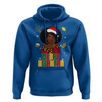 Merry Kwanzaa African American Girl Santa Hat Hoodie Christmas Gift - Wonder Print Shop