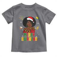 Merry Kwanzaa African American Girl Santa Hat Toddler T Shirt Christmas Gift - Wonder Print Shop