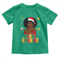 Merry Kwanzaa African American Girl Santa Hat Toddler T Shirt Christmas Gift - Wonder Print Shop